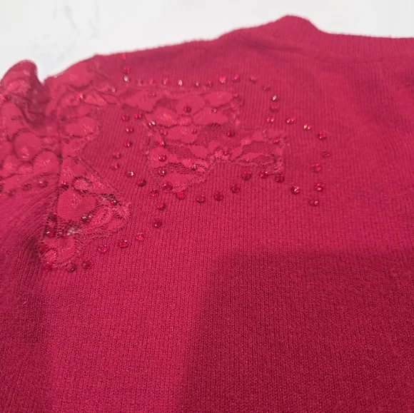 Red Sweater with Sequin Details Size L. - Picture 10 of 15